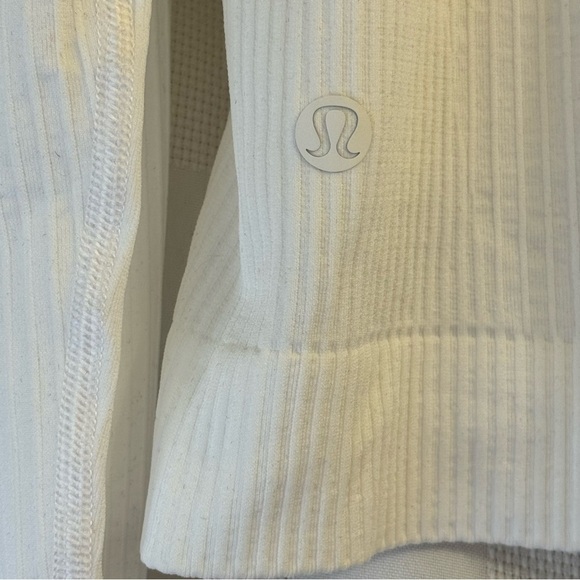 Lululemon Women Cropped Top 12 White Long Sleeves Ribbed - Picture 3 of 13